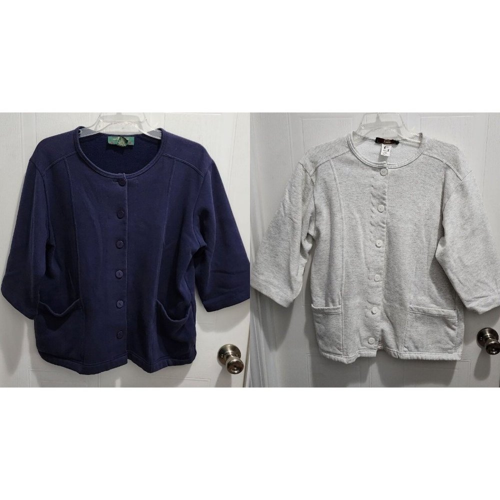 Lot of 2 Vintage Orvis Women's 3/4 Sleeve Button Up Cardigan Sweatshirts Size S‎